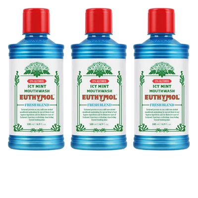 Euthymol Icy Mint Mouthwash 500ml - Pack of 3