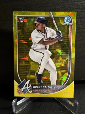 2025 Bowman Chrome Sapphire Drake Baldwin Rookie Yellow Refractor /75 #75 Braves - Image 1 of 2