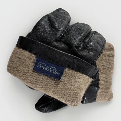 BROOKS BROTHERS Lambskin Gloves Cashmere Lining Black ITALY Men's XL Vintage - Image 1 of 4