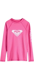 Roxy Girls Whole Hearted Long Sleeve UV Rash Guard Top Pink Size 12 UPF 50+ NWT - Picture 1 of 1