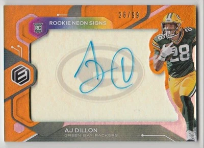 2020 Panini Elements Rookie Neon Signs Orange A.J. Dillon RC Auto 26/99 Green - Image 1 of 2