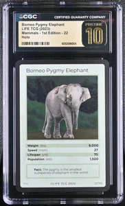 CGC Pristine 10 Borneo Pygmy Elephant HOLO #22/100 LIFE TCG Mammals - Picture 1 of 2