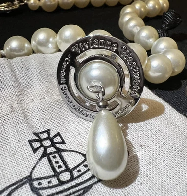 Collar Gargantilla Vivienne Westwood Nana Row Perla Tono Plateado Gota - Imagen 1 de 4