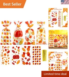 Elegantes bolsas de golosinas de otoño de 100 piezas con lazos giratorios para favores de fiesta de Acción de Gracias - Imagen 1 de 9