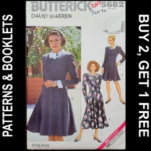 Vestido De Colección David Warren Butterick Ajuste y Acampanado Patrón #5682 Talla 6-8-10 SIN CORTAR - Imagen 1 de 8