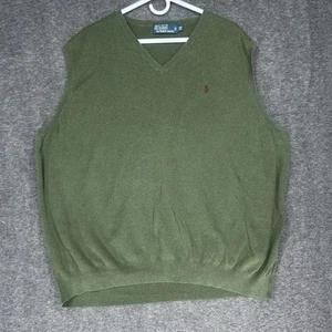 Polo Ralph Lauren Sweater Vest Mens 3XB Green Pima Cotton V Neck - Picture 1 of 9