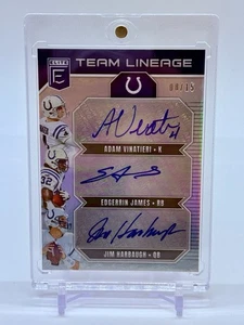 2025 Donruss Elite Team Lineage Vinatieri James Harbaugh Triple Auto Colts #d/15 - Picture 1 of 3