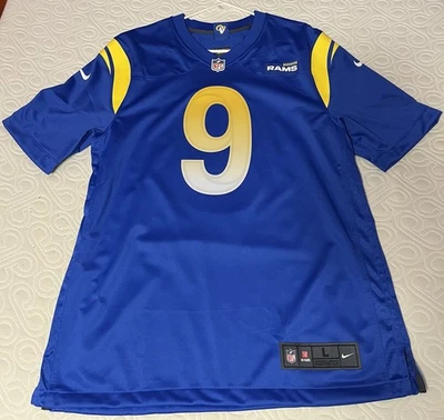 Nueva camiseta Nike Matthew Stafford de Los Angeles Rams #9 talla grande en el campo Foto 1 de 4