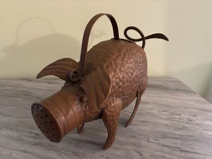 HAMMERED METAL PIGGY WATERING CAN COPPER? - Picture 1 of 7