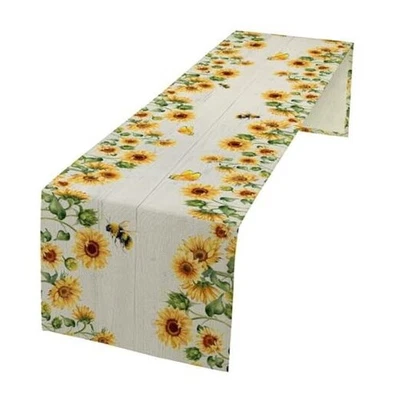 Corredor de mesa girassol, borboleta flor floral amarela 13x36 polegadas girassol-5 - Imagem 1 de 4