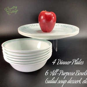 10 Corelle COUNTRY COTTAGE: 4 Dinner Plates, Six 6.25" All-Purpose/ Cereal Bowls - Picture 1 of 17