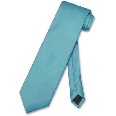 Vesuvio Napoli NeckTie Solid TURQUOISE AQUA BLUE Color Mens Neck Tie - Image 1 of 2