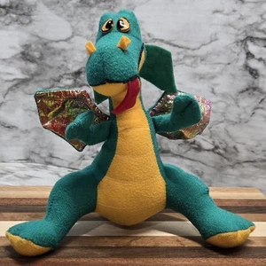 Vintage 1992 Acme Plush Dragon Green Iridescent Wings Floppy Ears 8" Spot On Ear - Picture 1 of 11