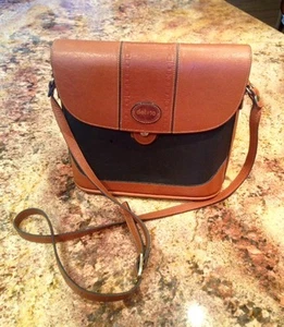 Del Rio - Tan & Navy Blue leather Shoulder Bag/Purse ~ Hand-made in Costa Rica - Bild 1 von 5