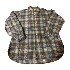 Pendleton Board Shirt Mens Large Vintage Wool Flannel Loop Collar 60s Plaid - Picture 1 of 6