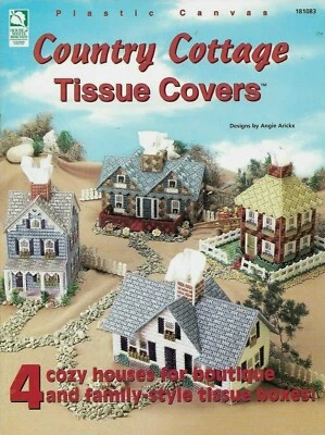 CUBIERTAS DE PAÑUELOS DE CASA DE CAMPO USADAS 4 DISEÑOS DE CASA LIBRO DE PATRONES DE LONA DE PLÁSTICO Foto 1 de 2