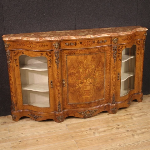 Cupboard Inlaid IN Antique Style Napoleon III Buffet Marble Xx Century Cover