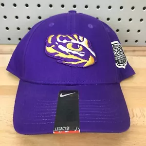LSU Tigers NCAA Football BCS NIKE S1ZE Legacy 91 Stretch Fit Cap Purple NWT Hat - Picture 1 of 11