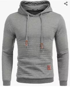 Herren Kapuzenpullover Langarm Kordelzug Waffelstrick Pullover Hoodie M Größe - Bild 1 von 5