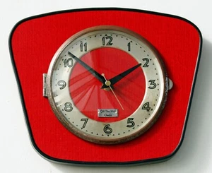 NEW 26cm Retro Red Wall Clock - Handmade Formica Mid Century Vintage French Gift - Picture 1 of 3