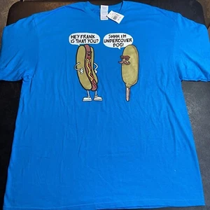 (NEW w Tag) Adult 2XL Funny Hot Dog Humor T-Shirt Hey Frank Undercover Dawg XXL - Picture 1 of 6