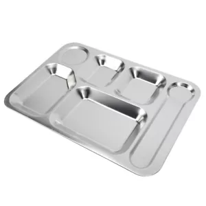 Reusable Food Tray Metal Separated Dish Sectional Dinner Plates - Picture 1 of 12