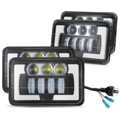 Faros LED Hi-Lo DRL Turn Lamp para Freightliner FLD 120 112 4 piezas 4X6" pulgadas Foto 1 de 4