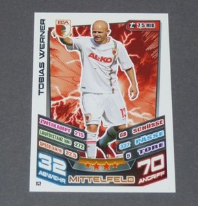 TOBIAS WERNER FC AUGSBURG TOPPS MATCH ATTAX PANINI FOOTBALL FEDERAL LEAGUE 2013-2014