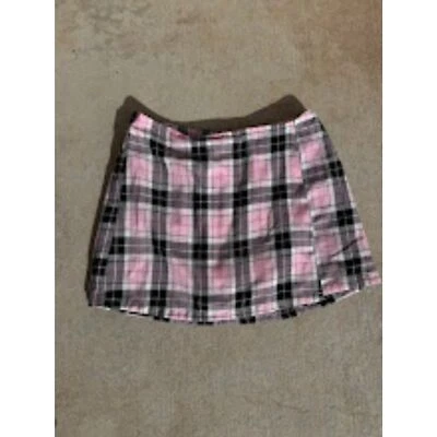 My Michelle Vintage Y2K Pink Plaid Elastic Mini Skort Monster High Teen Goth L - Image 1 of 4