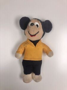 Mickey Mouse Knickerbocker Walt Disney Vintage Plush Stuffed Animal Yellow Shirt
