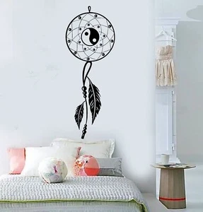 Vinyl Wall Decal Dream Catcher Bedroom Yin Yang Feathers Stickers (400ig) - Picture 1 of 3