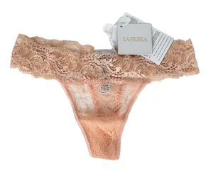 La Perla Freedom NWT XS US 1 IT Peach Lace Stretch Briefs Thong Panties - Picture 1 of 6