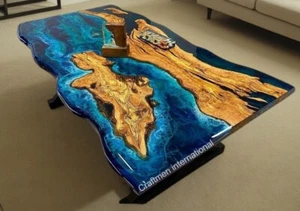 Ocean epoxy table top, Wave epoxy table, Sea foam effect, Shimmering table top - Picture 1 of 12
