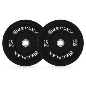 Reeplex 10kg Black Bumper Plates Pair V2 - Picture 1 of 3
