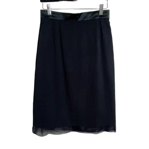 D&G Dolce & Gabbana Black Pencil Skirt Size 42 Sheer Trim Hem - Picture 1 of 8