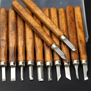 12tlg Drechsel Drehbank Meißel Set Holzbearbeitung Schnitzen Hohlbeitel Drechselwerkzeug - Bild 1 von 6