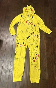 Pikachu Pokemon Pajamas Sleeper Yellow One Piece Sleepwear Unisex Youth Size XL - Picture 1 of 10
