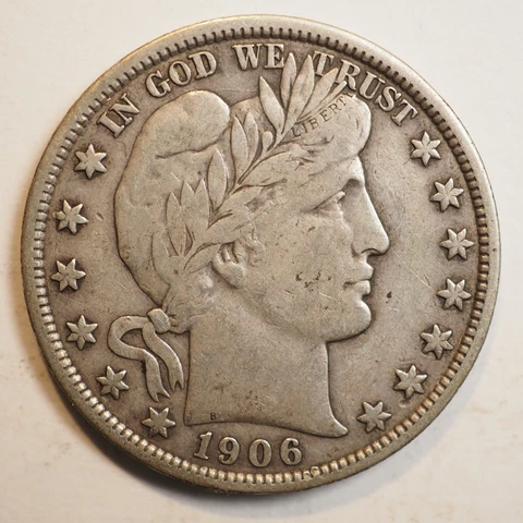 1906   P  BARBER HALF DOLLAR ***NICE COIN!***  FREE SHIPPING! A3672 Cover