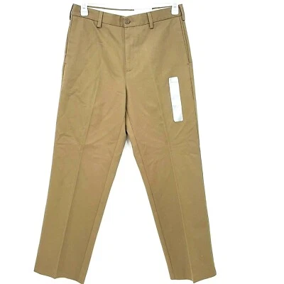 Architect Twill Pants Mens W 32 L 30 Tan Flat Front Straight Fit Iron Free Work - Image 1 of 4
