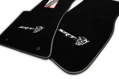 DEMON LOGOS 2018 2023 Dodge Challenger Floor Mats w/Black Trim Nice Premium 32oz - Image 1 of 4