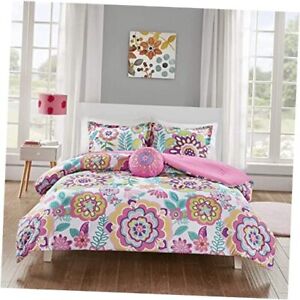  Camille Comforter Set, Vibrant Flowers Full/Queen Camille Pink Comforter