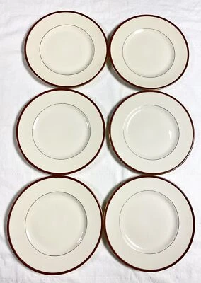6 platos de cena vintage Atlas China garantizados oro 22 quilates rayas rojas 9,85" Foto 1 de 4