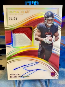 2023 Bijan Robinson Panini Immaculate Rookie Patch Auto RPA Gold /25 RC #103 - Photo 1/2