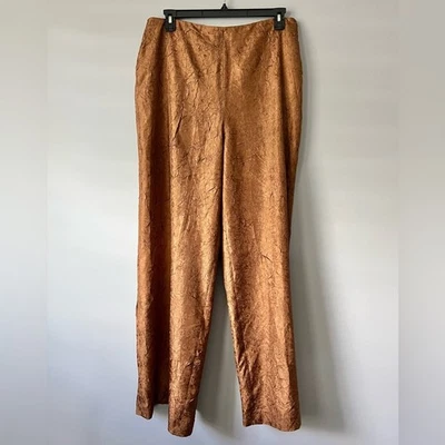 Pantalones para mujer Donna Karan New York texturizados metálicos de pierna ancha talla 14 Foto 1 de 4