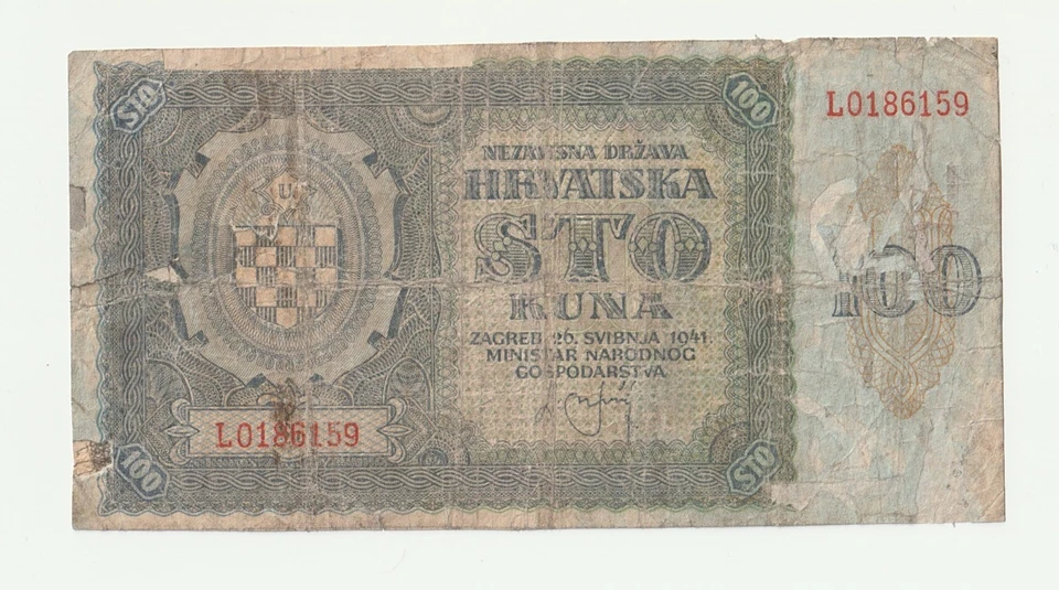 Croatia  100  Kuna 1941 - Image 1 of 2