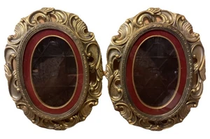 Set Of (2) Vintage Plastic Wall Photo Frames Decorative Gold Picture Mid Centry - Picture 1 of 4