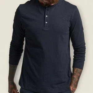 Men's Supersry XL Grey Long Sleeve Henley T-Shirt Top Excellent Condition - Picture 1 of 7