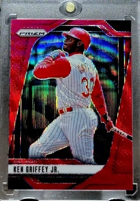 Ken Griffey Jr. RARE RED WAVE REFRACTOR PRIZM INVESTMENT CARD PANINI REDS MINT - Image 1 of 4
