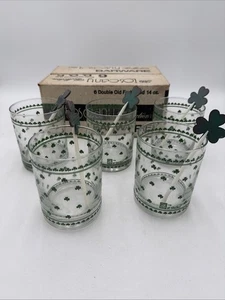 Vintage Toscany Bareware Cover Leaf Double old fashioned Glasses Stirrers Set 5 - Picture 1 of 14