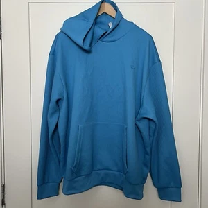 Adidas Hoodie Sweatshirt Mens Size M Blue Adicolor Trefoil Plisse Loose Fit - Picture 1 of 14